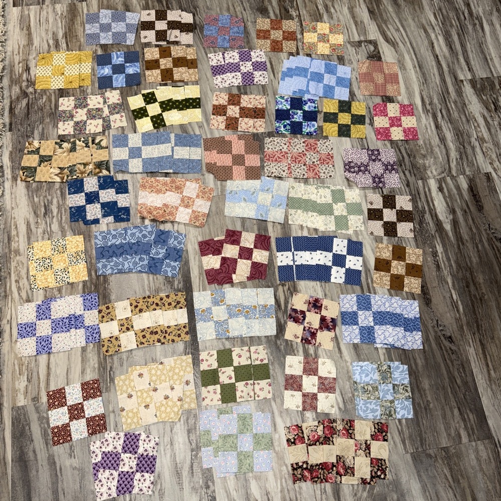110 Square Quilt Block Squares Lot Hand Sewn Vintage 5 Inch Craft